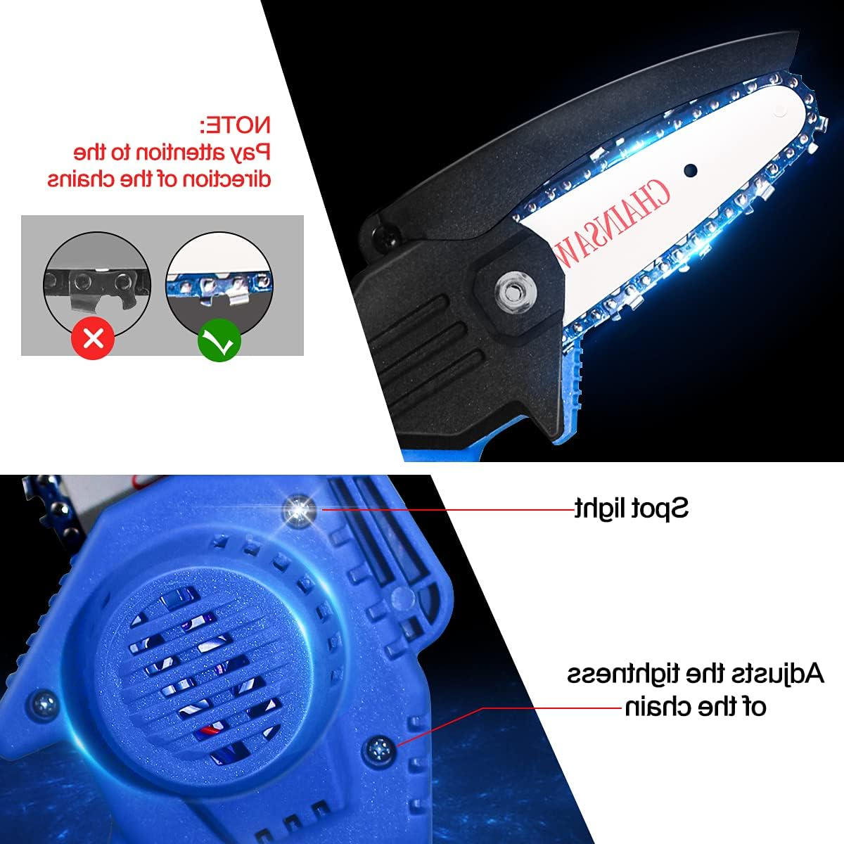 4 INCH BRUSHLESS CHAINSAW AND PRUNING SAW WITH BATTERY AND CHARGER