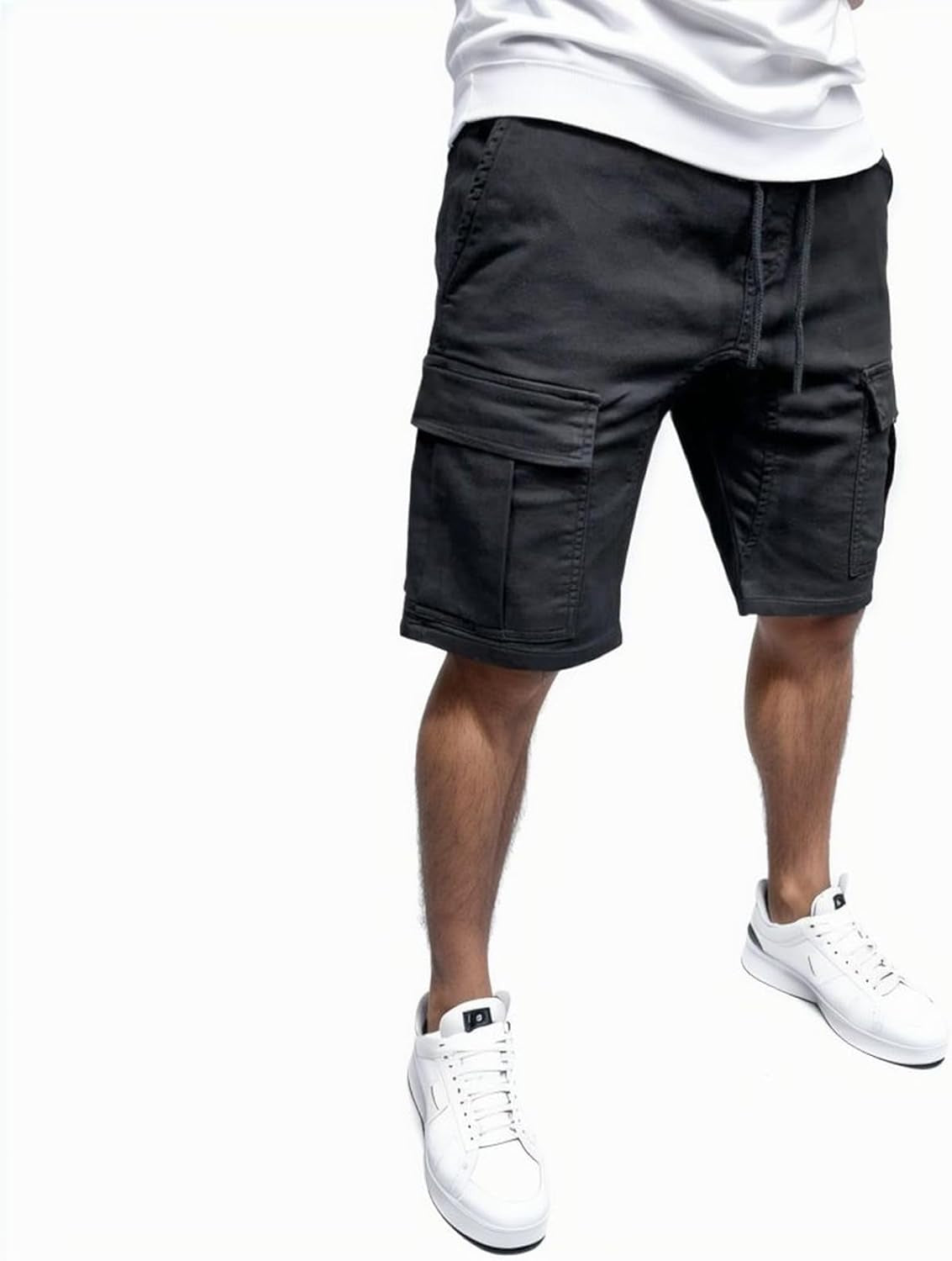 DRAWSTRING CARGO SHORTS WITH MULTI-POCKETS