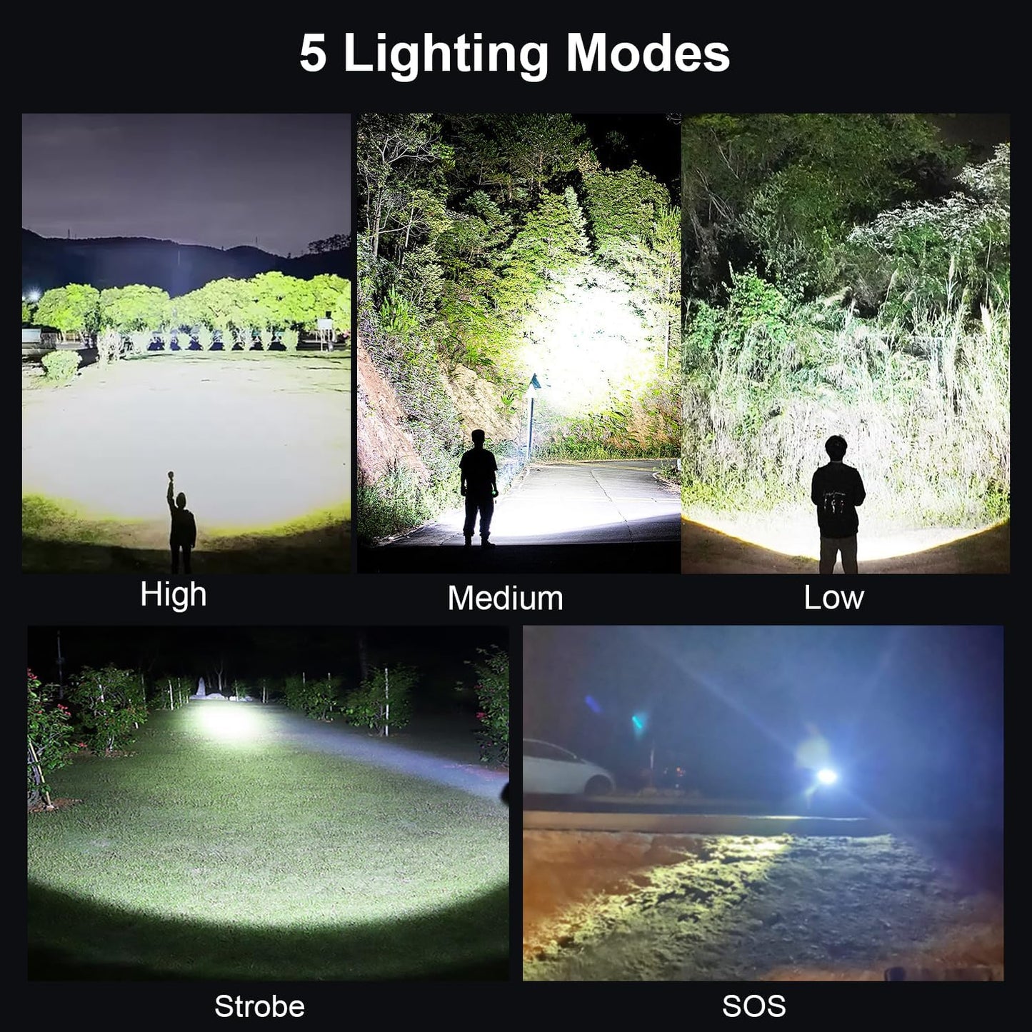 Flashlights High Lumens Rechargeable 2 Pack, 990000 Lumen Super Bright Led Flashlight with USB Cable, IPX7 Waterproof, 5 Modes Powerful Handheld Flash Light for Home Camping Emergency