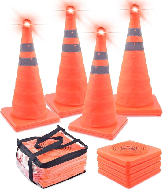 4-PACK 18" COLLAPSIBLE TRAFFIC CONES WITH BAG