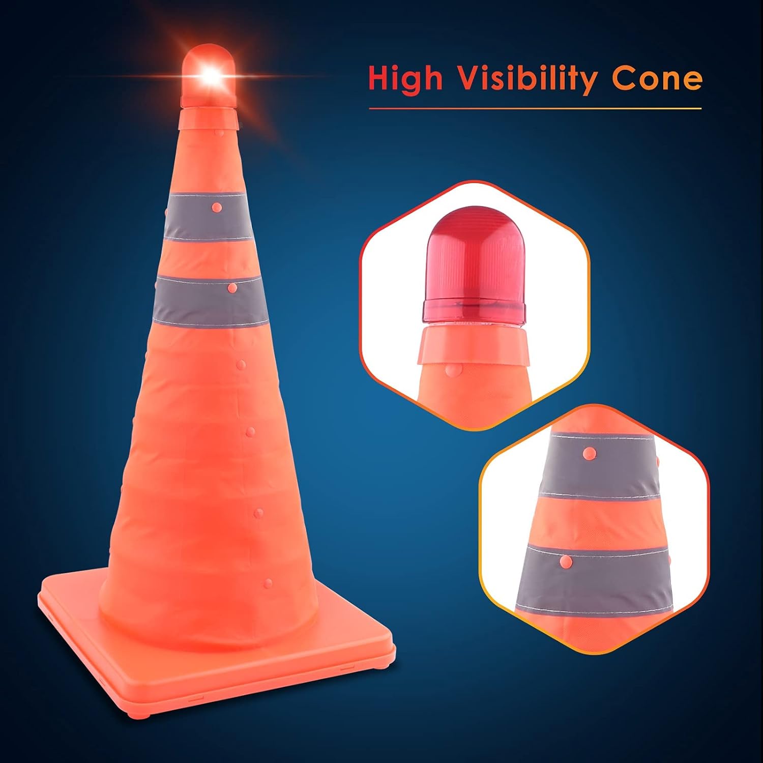 4-PACK 18" COLLAPSIBLE TRAFFIC CONES WITH BAG