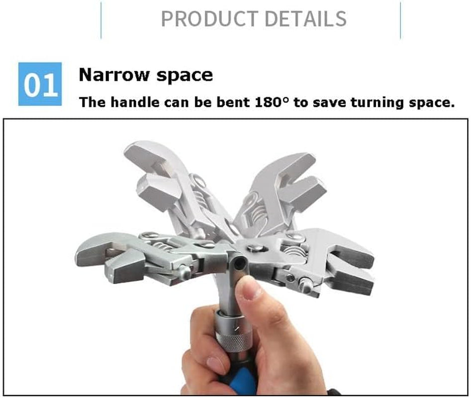 10 INCH FOLDING RATCHET WRENCH 5-IN-1 ADJUSTABLE