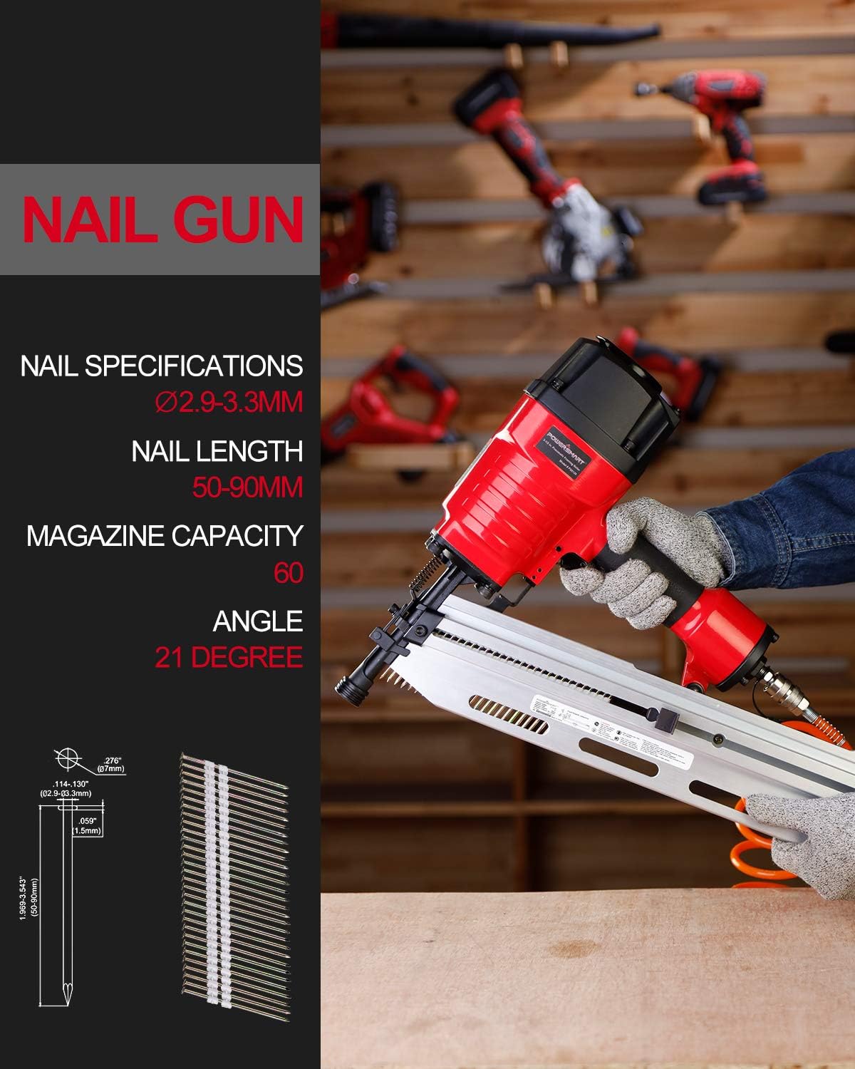 2" TO 3-1/2"  FRAMING NAILER