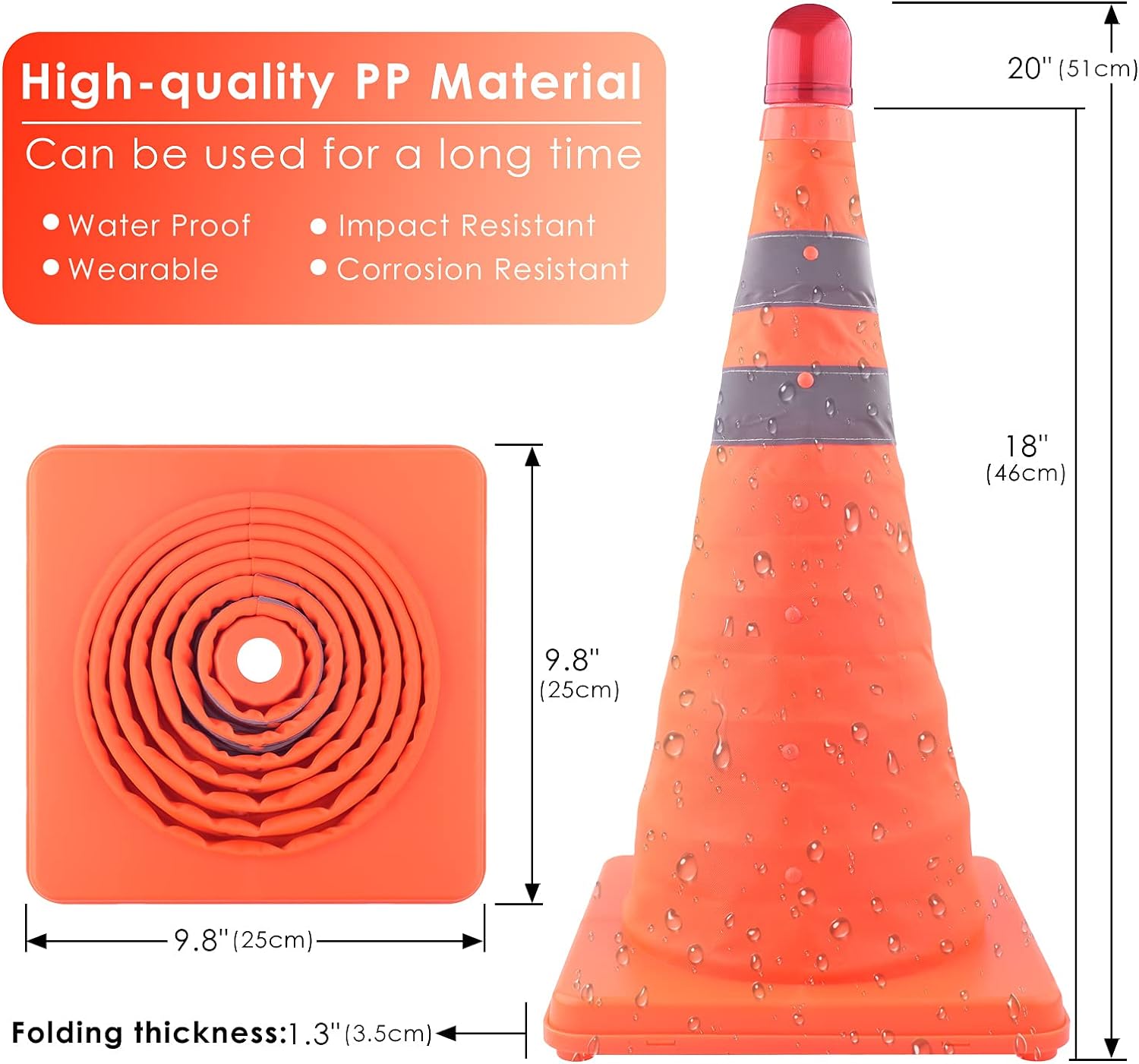 4-PACK 18" COLLAPSIBLE TRAFFIC CONES WITH BAG