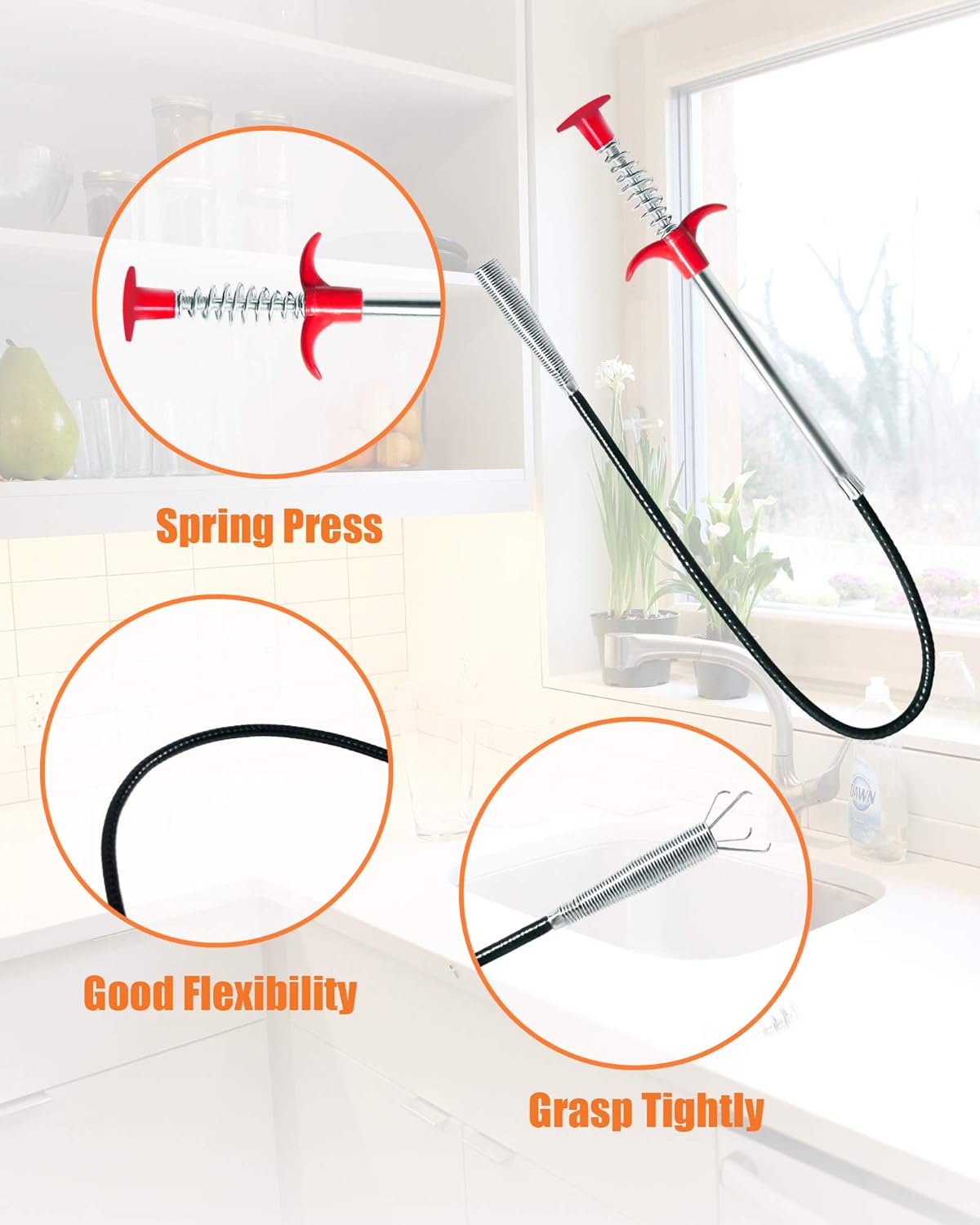 DRAIN AUGER WITH 6 CLEANER STICKS