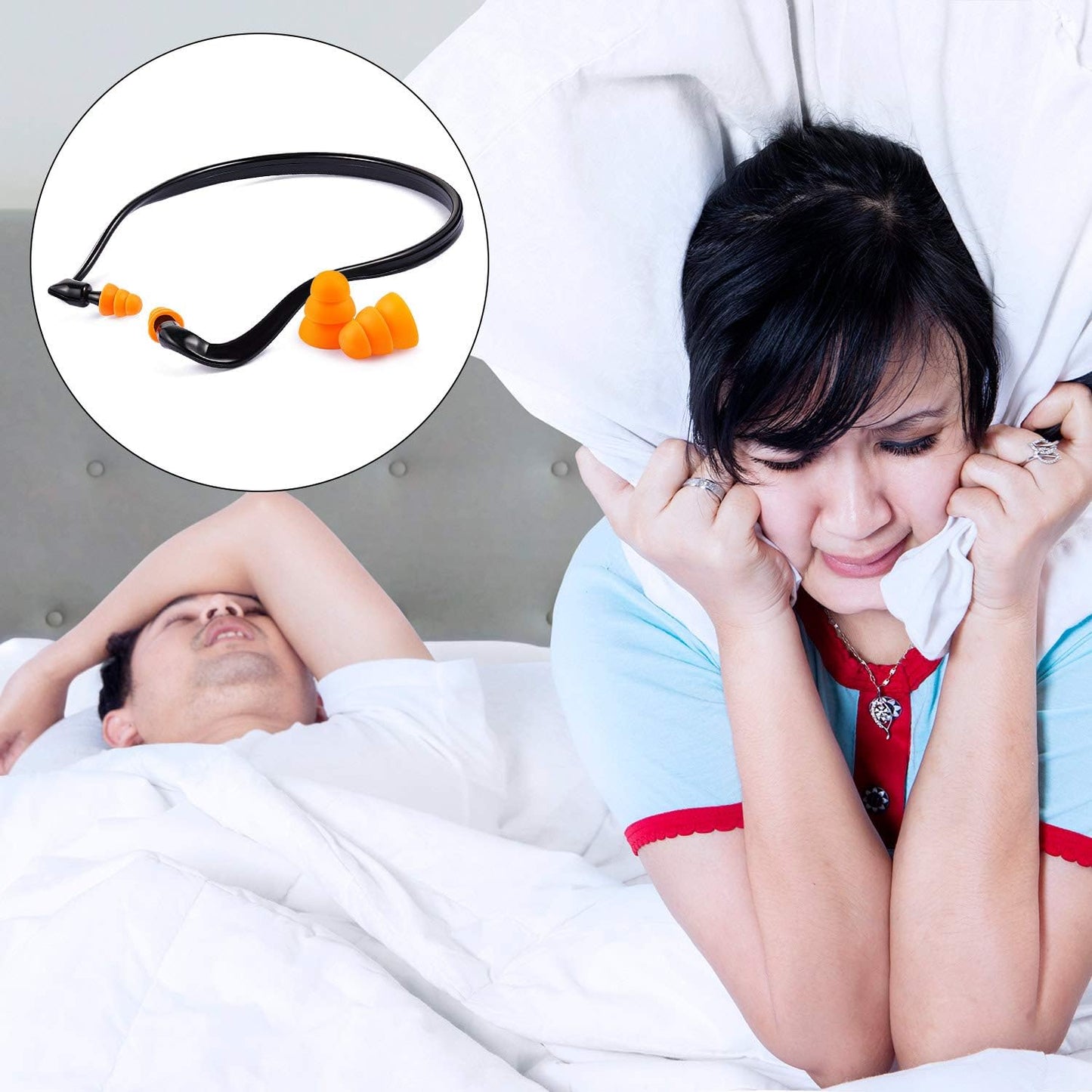 4 PAIRS OF HEARING PROTECTION BANDED EARPLUGS