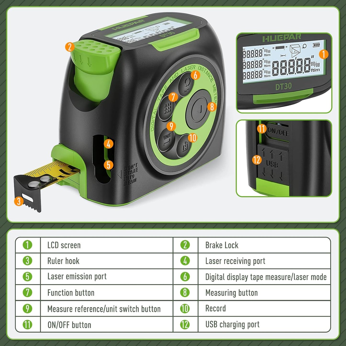 197FT TAPE MEASURE WITH LASER