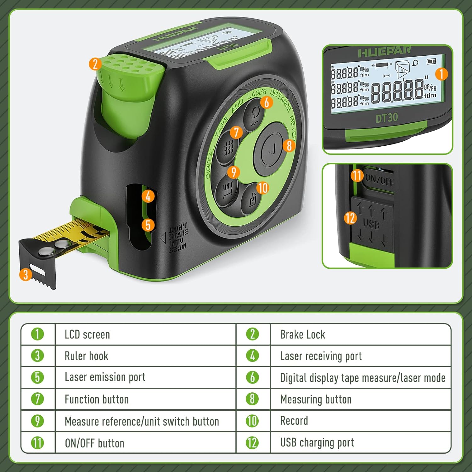 197FT TAPE MEASURE WITH LASER