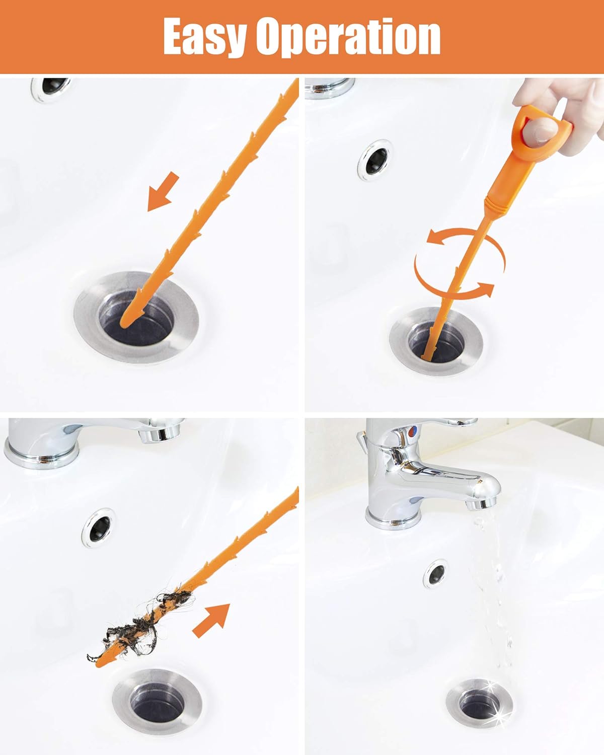 DRAIN AUGER WITH 6 CLEANER STICKS