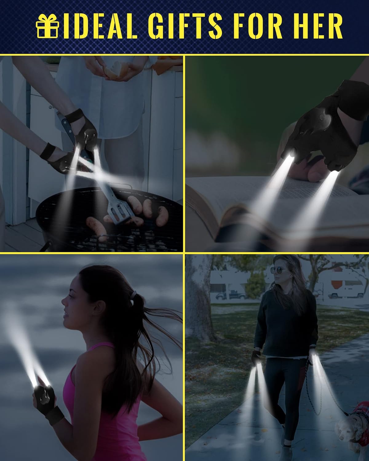 HANDS FREE LED RECHARGEABLE FLASHLIGHT GLOVES