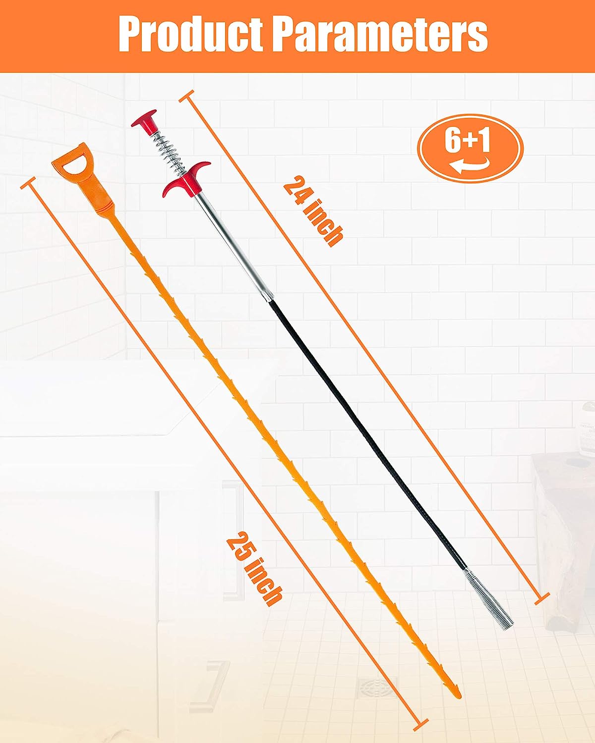 DRAIN AUGER WITH 6 CLEANER STICKS