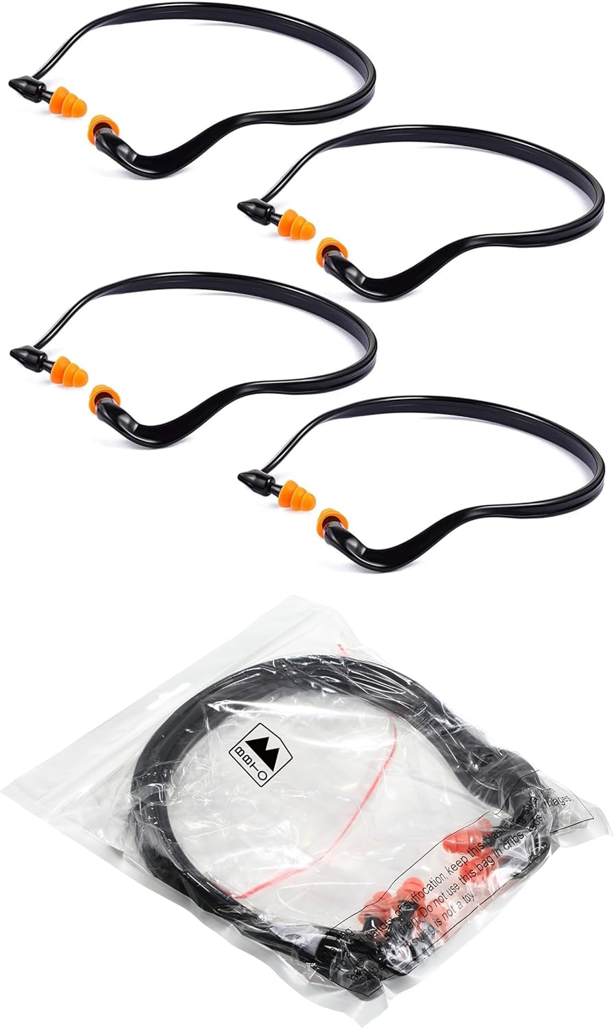 4 PAIRS OF HEARING PROTECTION BANDED EARPLUGS
