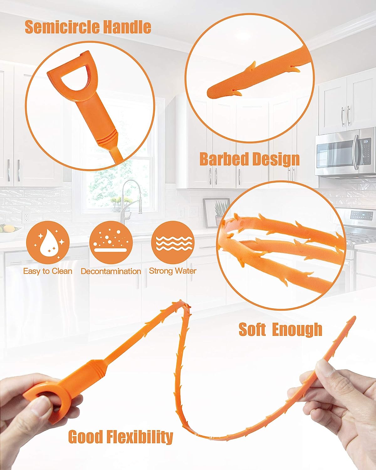 DRAIN AUGER WITH 6 CLEANER STICKS