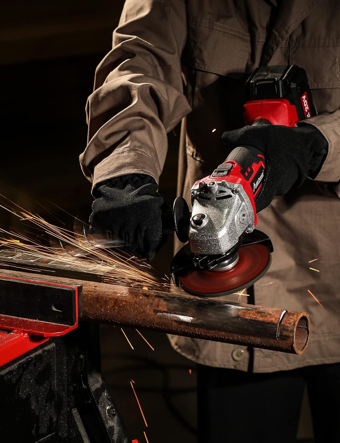 20V CORDLESS ANGLE GRINDER KIT WITH BATTERY AND CHARGER AND 4-1/2 INCH GRINDING WHEELS
