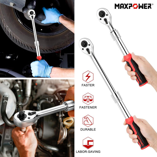 1/2IN AND 3/8IN EXTENDABLE RATCHET WRENCH STAINLESS STEEL