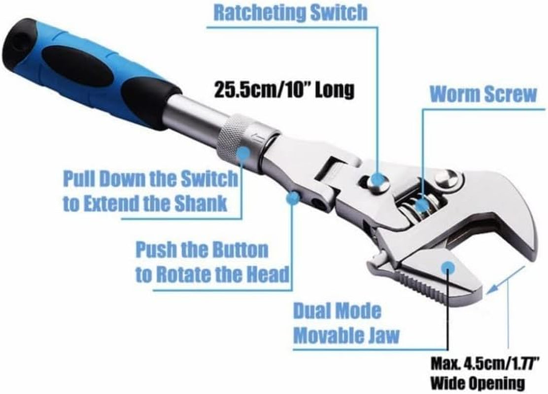 10 INCH FOLDING RATCHET WRENCH 5-IN-1 ADJUSTABLE