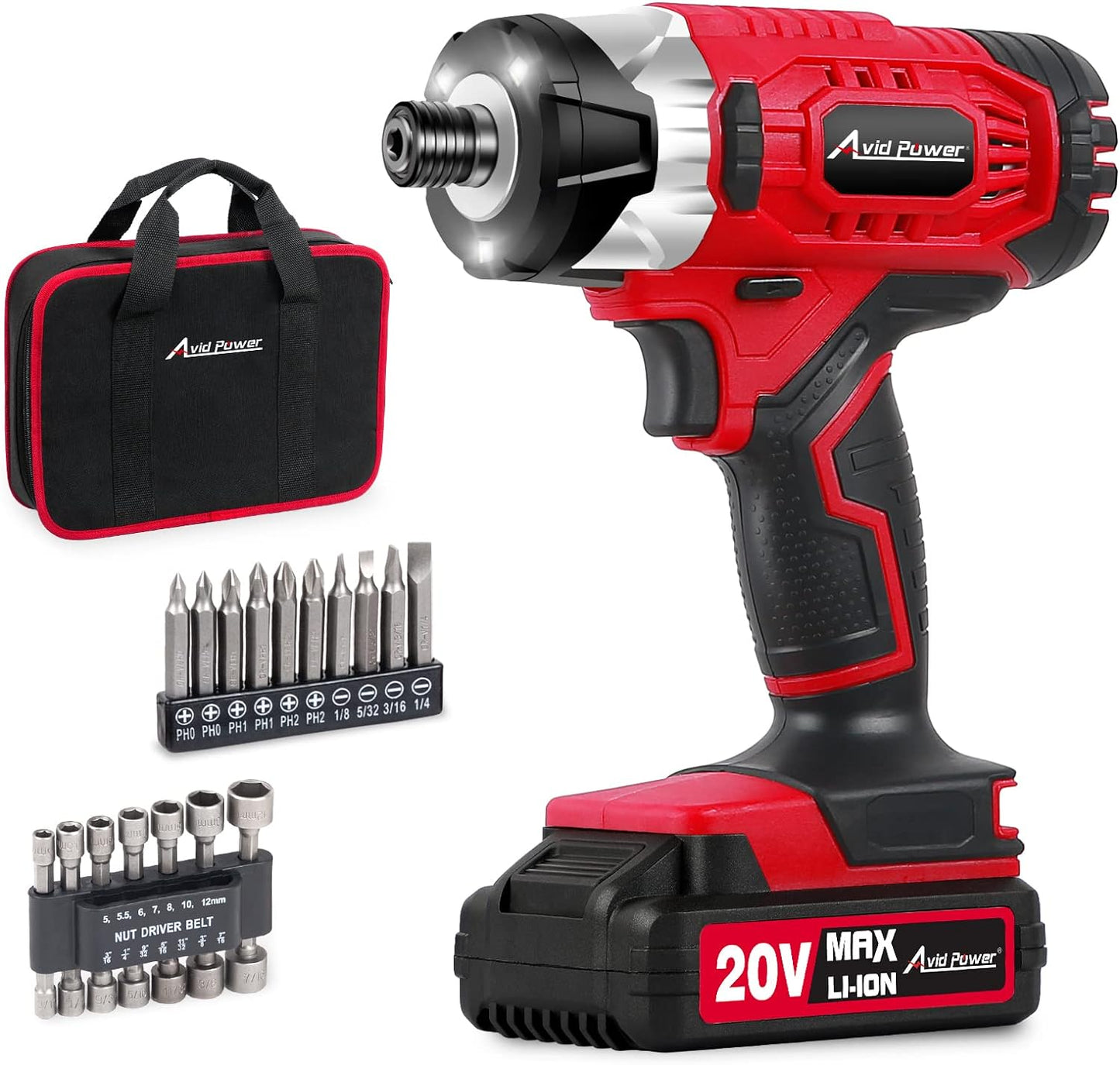 24 PIECE1/4 INCH CORDLESS BRUSHLESS IMPACT DRIVER KIT WITH BATTERY AND CHARGER