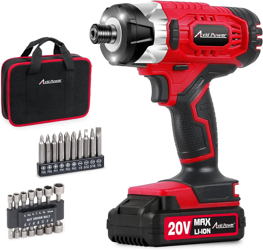 24 PIECE1/4 INCH CORDLESS BRUSHLESS IMPACT DRIVER KIT WITH BATTERY AND CHARGER