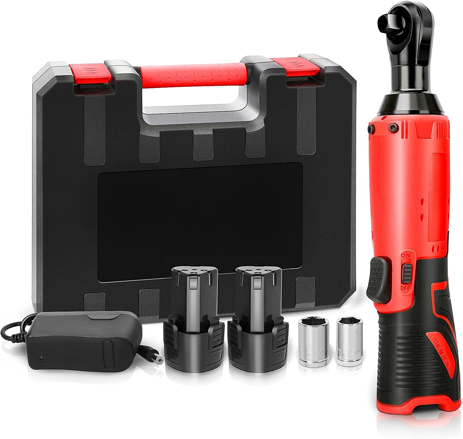 12V CORDLESS RATCHET WRENCH KIT 3/8 INCH WITH 2 BATTERIES AND CHARGER 