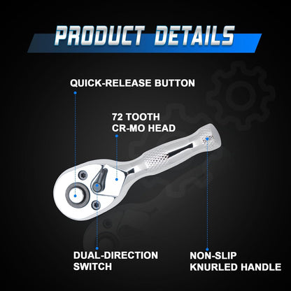 1/4 INCH QUICK RELEASE MINI RATCHET WRENCH