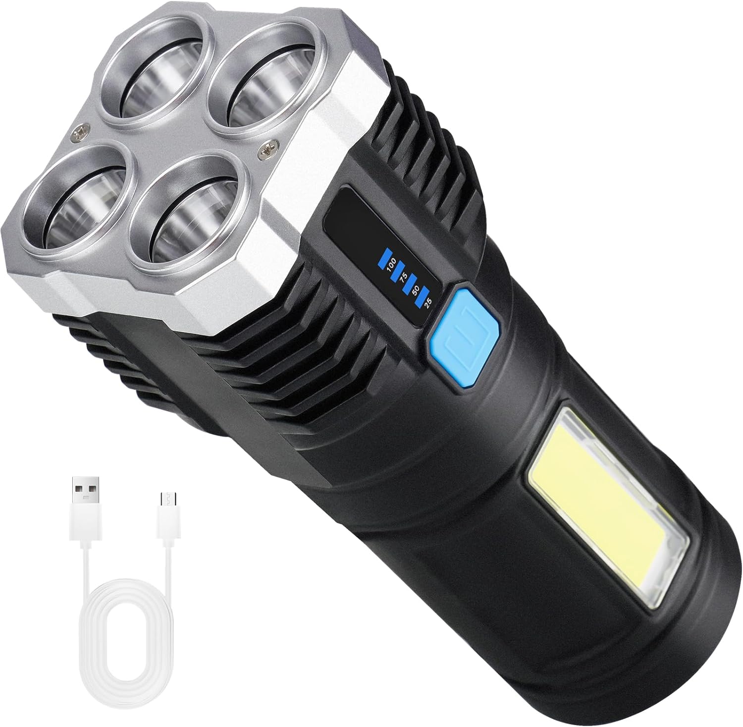 HAND HELD WATERPROOF MULTI=FUNCTIONAL 1000-LUMENS LED RECHARGEABLE FLASHLIGHT