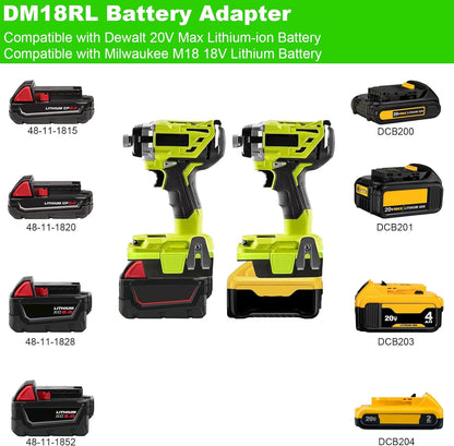 BATTERY ADAPTER CONVERTER RYOBI REPLACE WITH MILWAUKEE/DEWALT