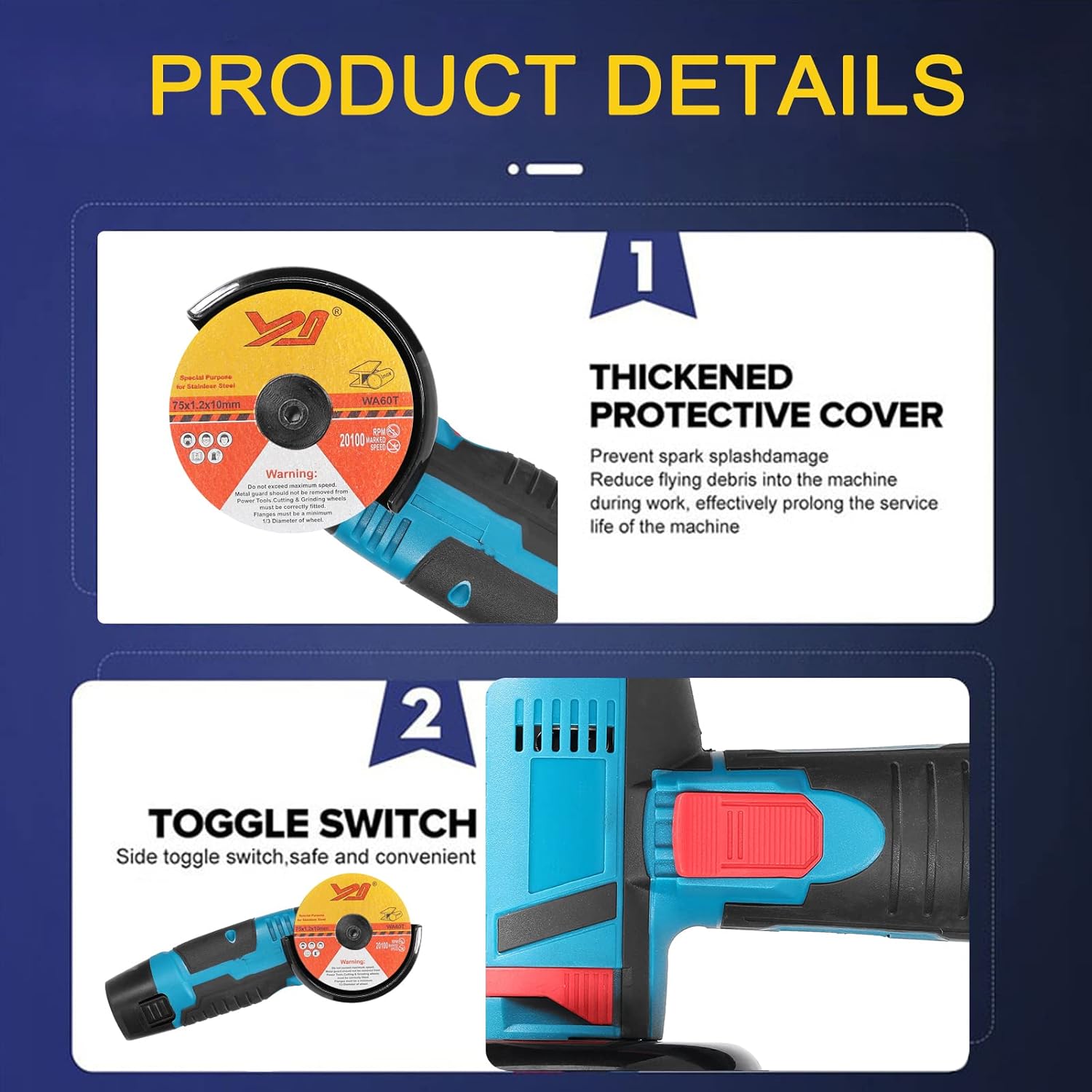 19500RPM 12V MINI ELECTRIC ANGLE GRINDER WITH BATTERY AND CHARGER