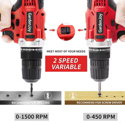 12V 2-SPEED CORDLESS DRILL KIT WITH BATTERY AND CHARGER