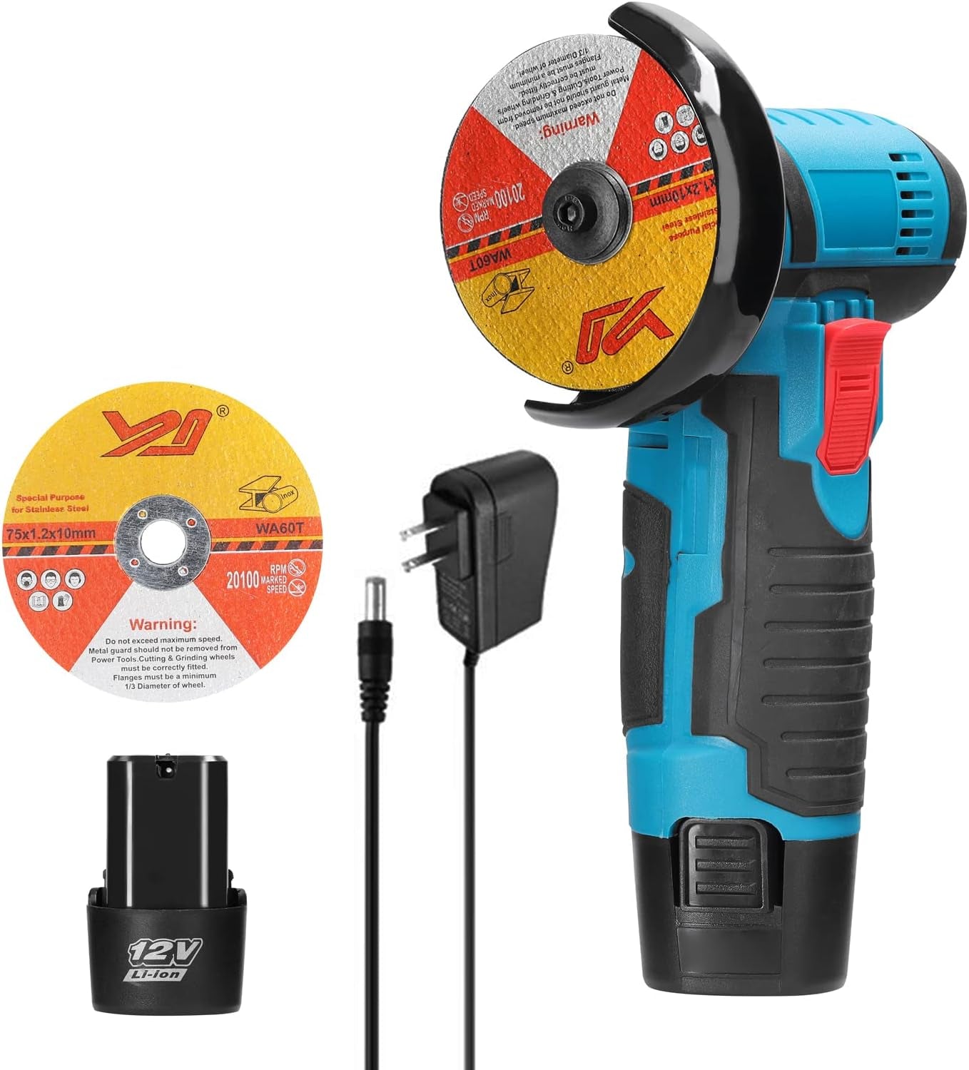 19500RPM 12V MINI ELECTRIC ANGLE GRINDER WITH BATTERY AND CHARGER